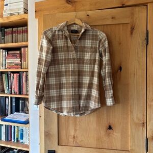 Pendleton Tan and Cream Plaid Button Down Shirt